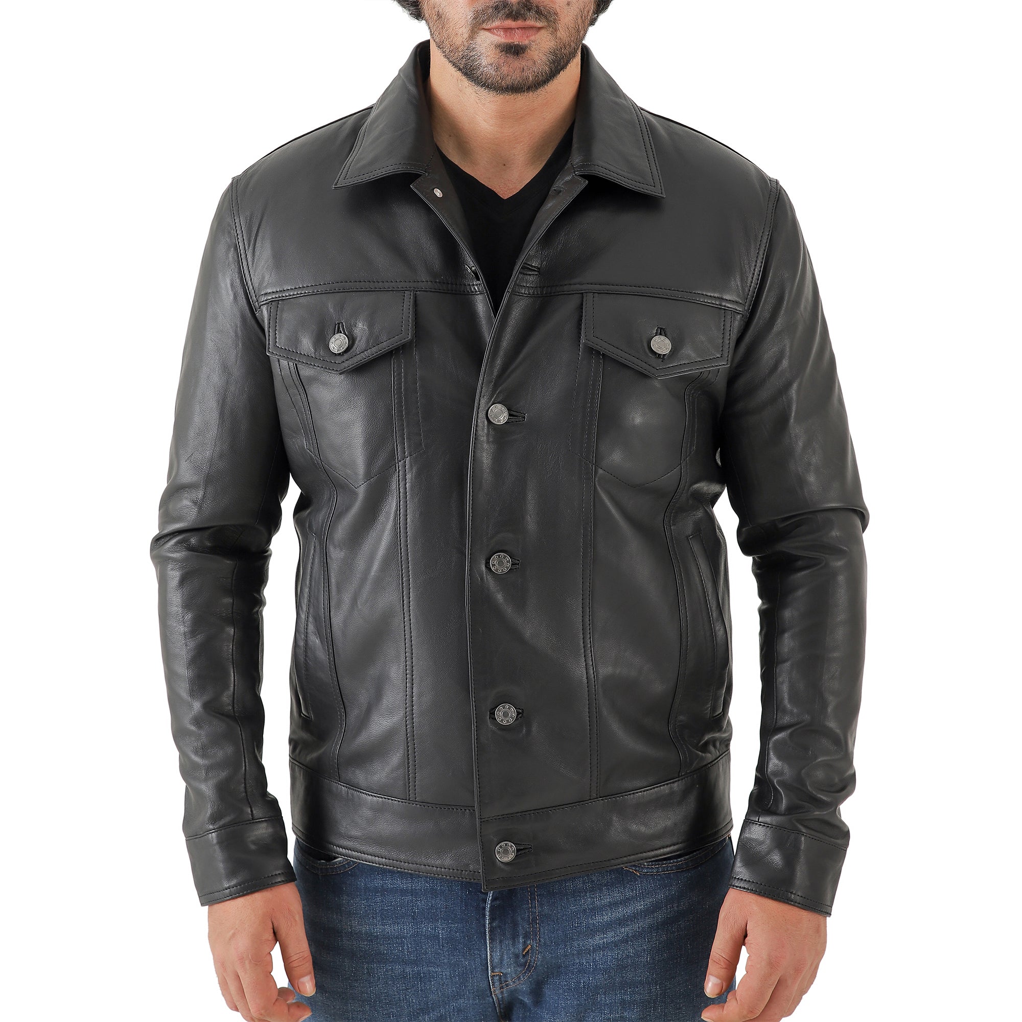 Men’s Leather Trucker Jacket
