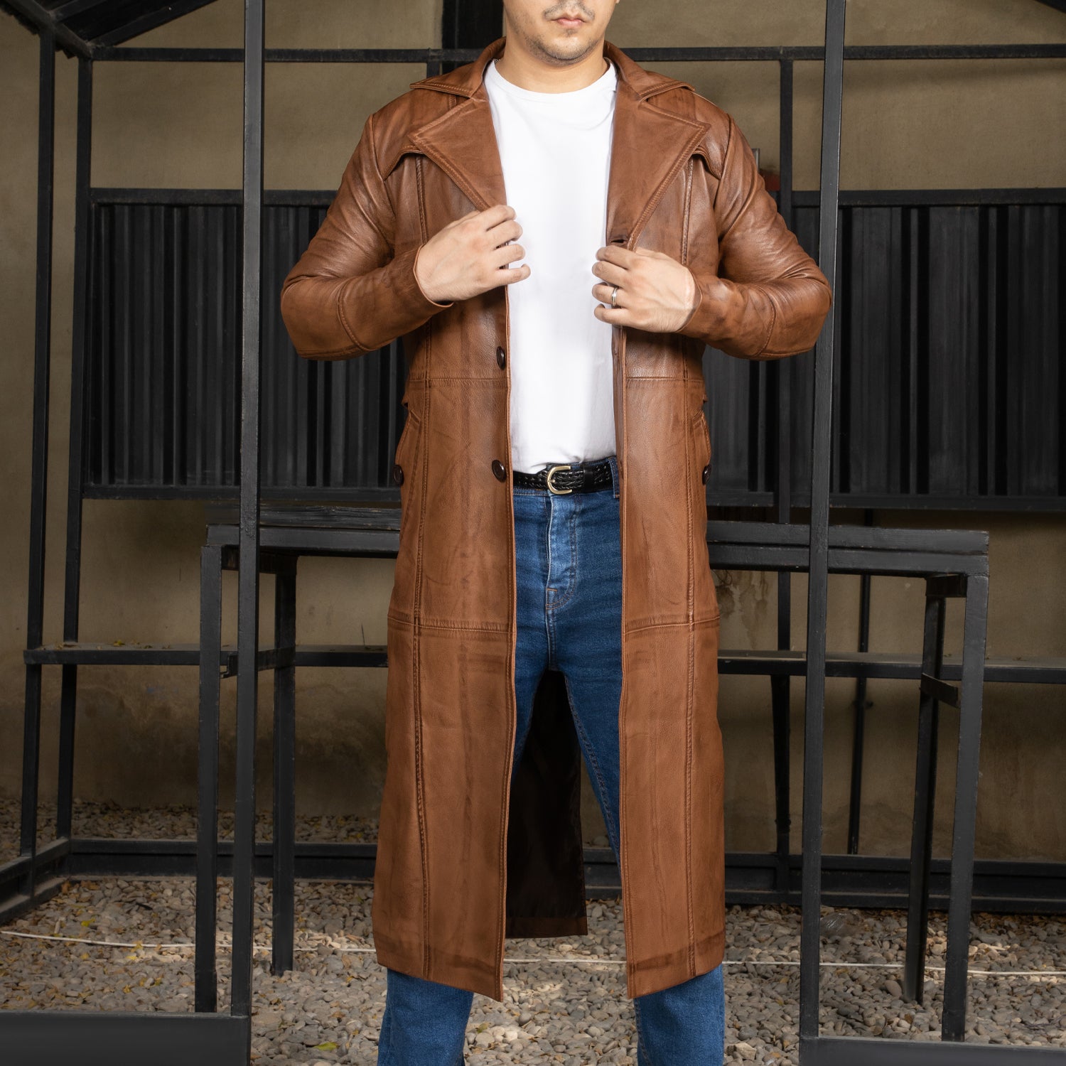 Mens Full Length Leather Duster Overcoat – Jild