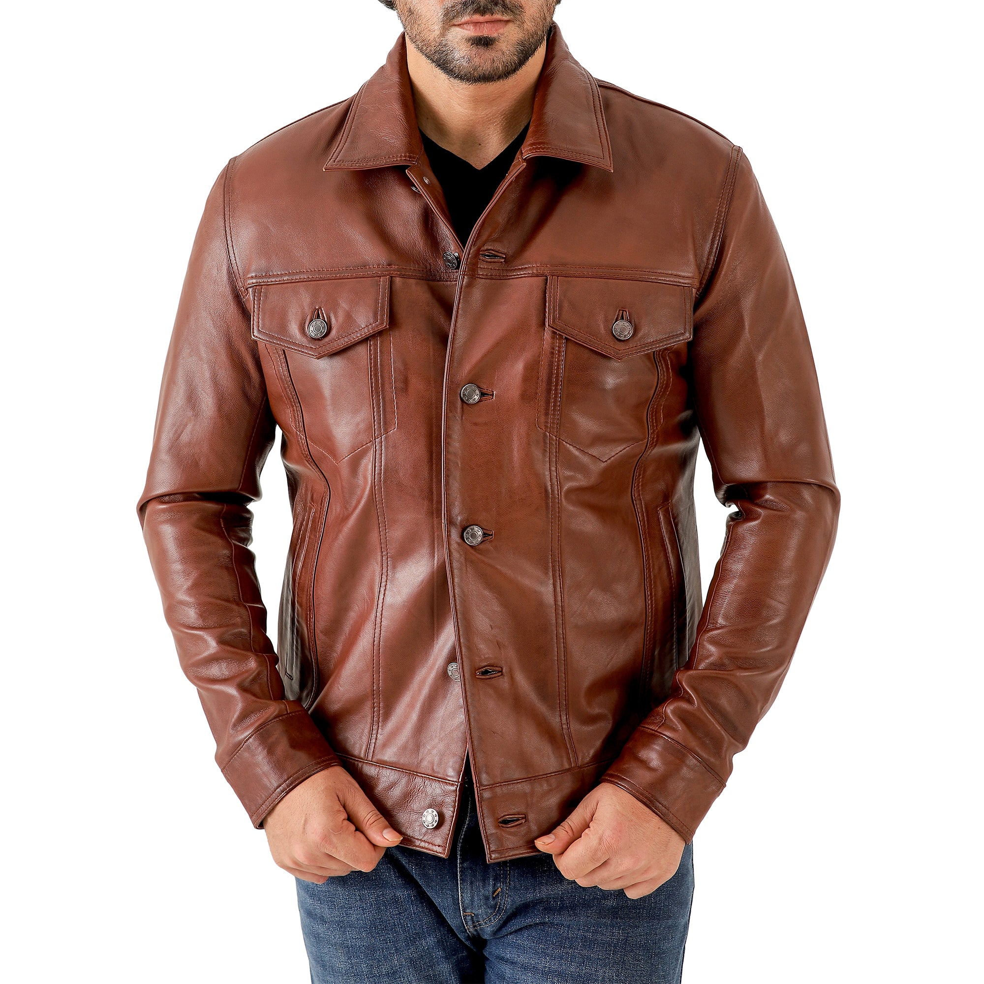 Men’s Leather Trucker Jacket
