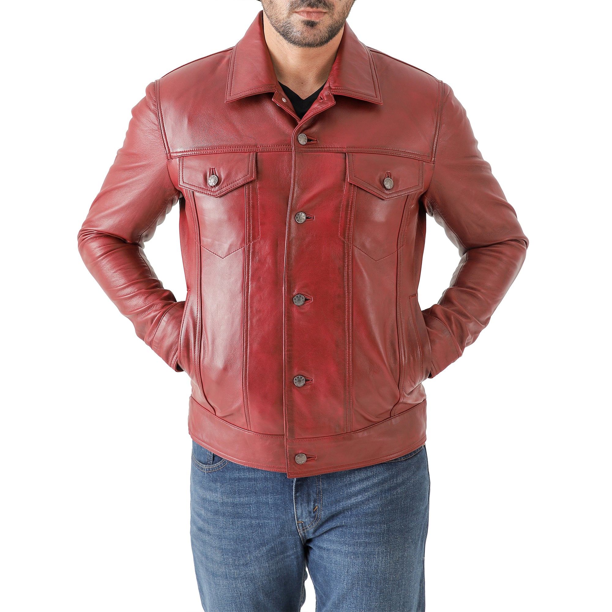 Men’s Leather Trucker Jacket