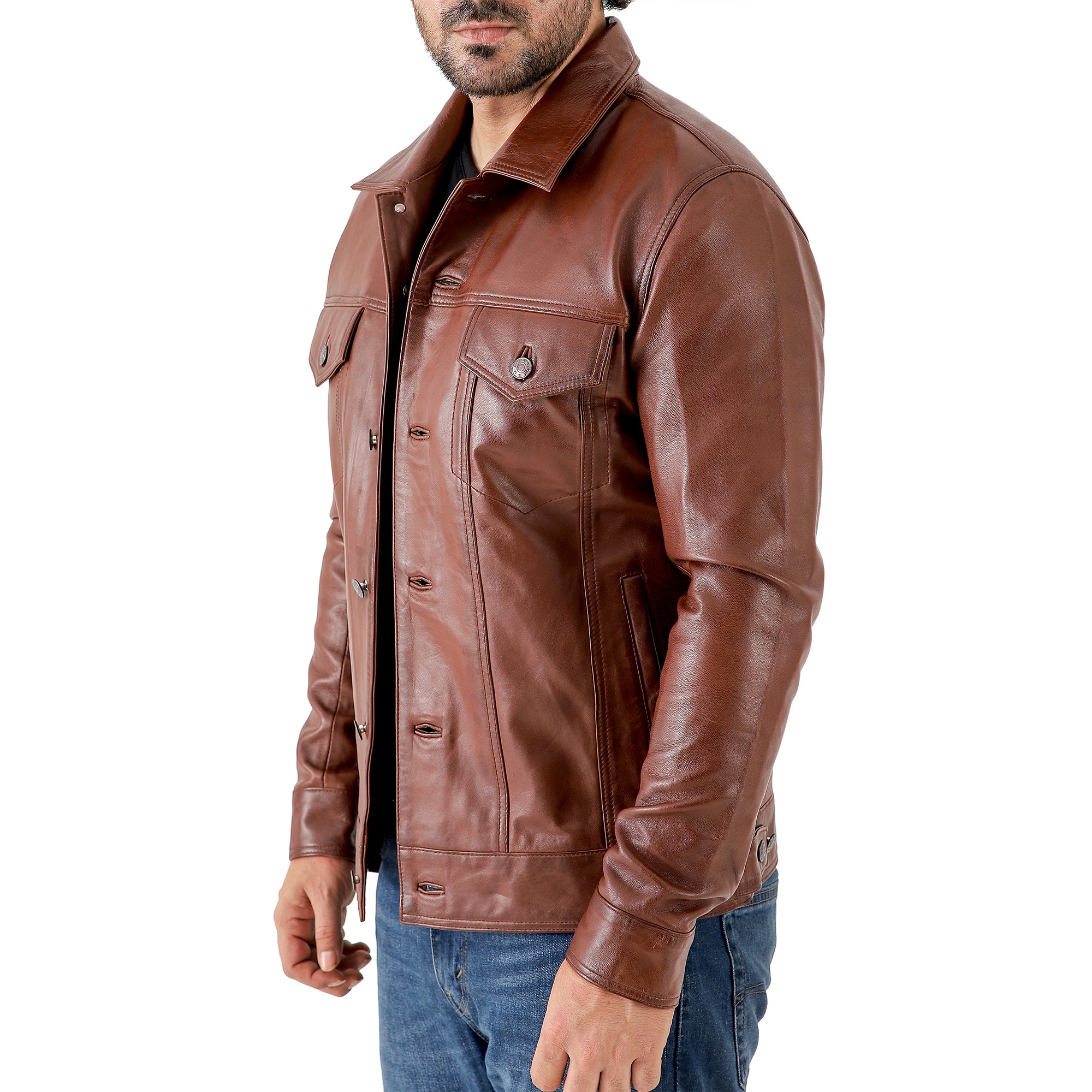 Men’s Leather Trucker Jacket