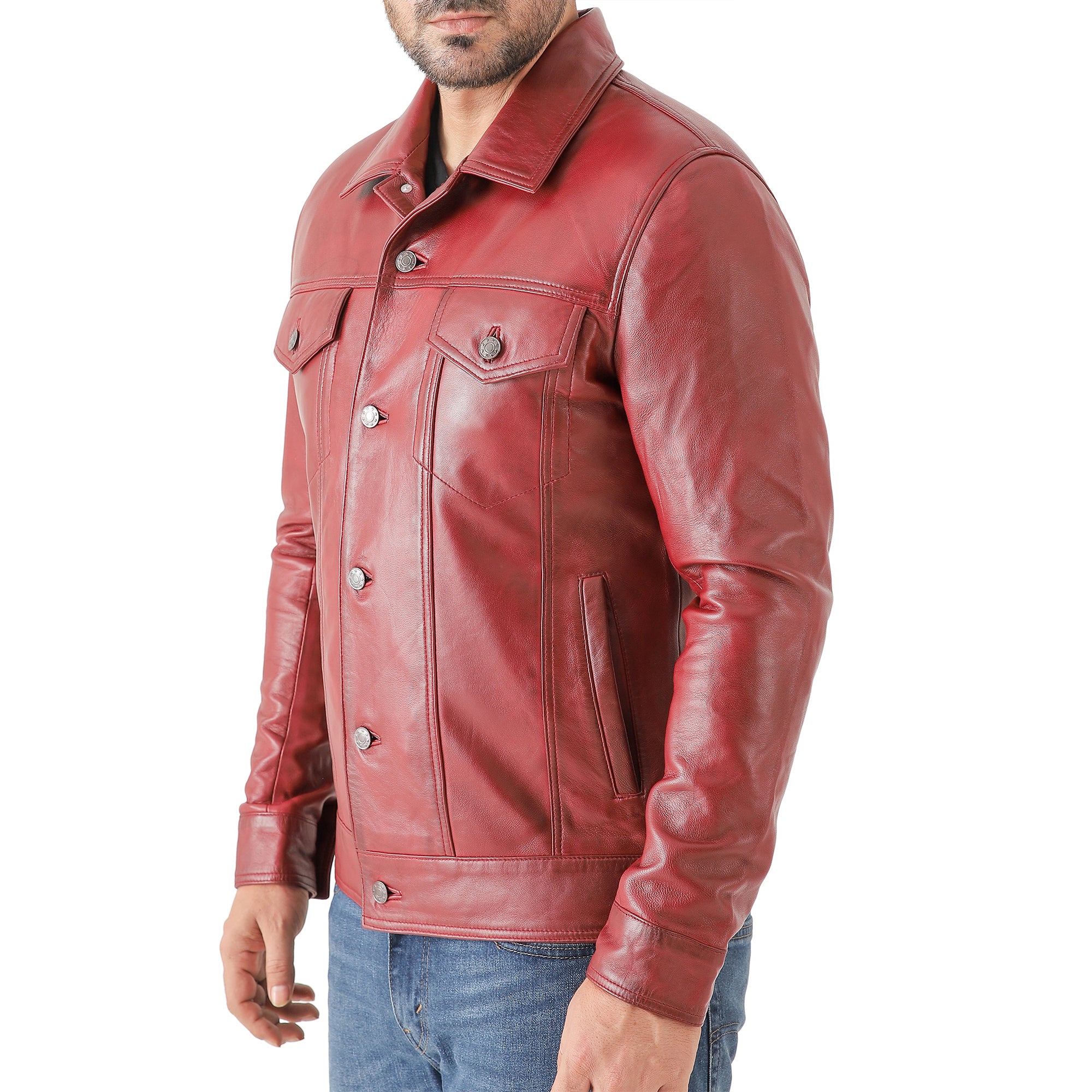 Men’s Leather Trucker Jacket