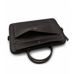 Parker Slim Leather Laptop Bag-Dark Brown