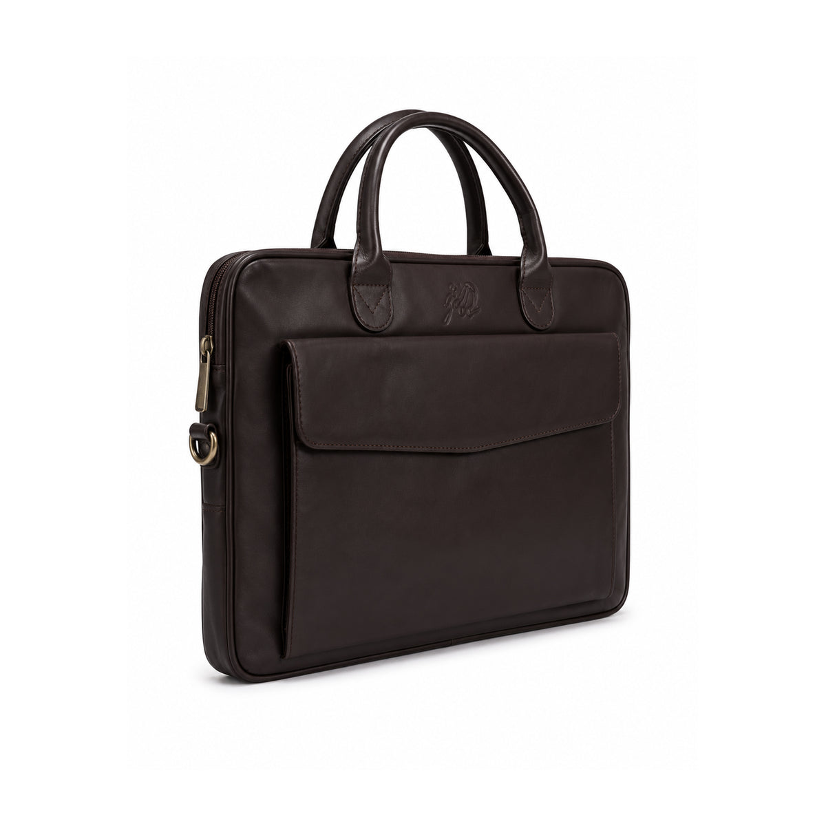 Parker Slim Leather Laptop Bag-Dark Brown
