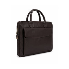 Parker Slim Leather Laptop Bag-Dark Brown