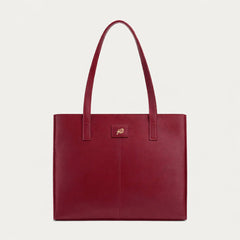 Everyday Women's Leather  Zipper Tote Bag- Cherry Red