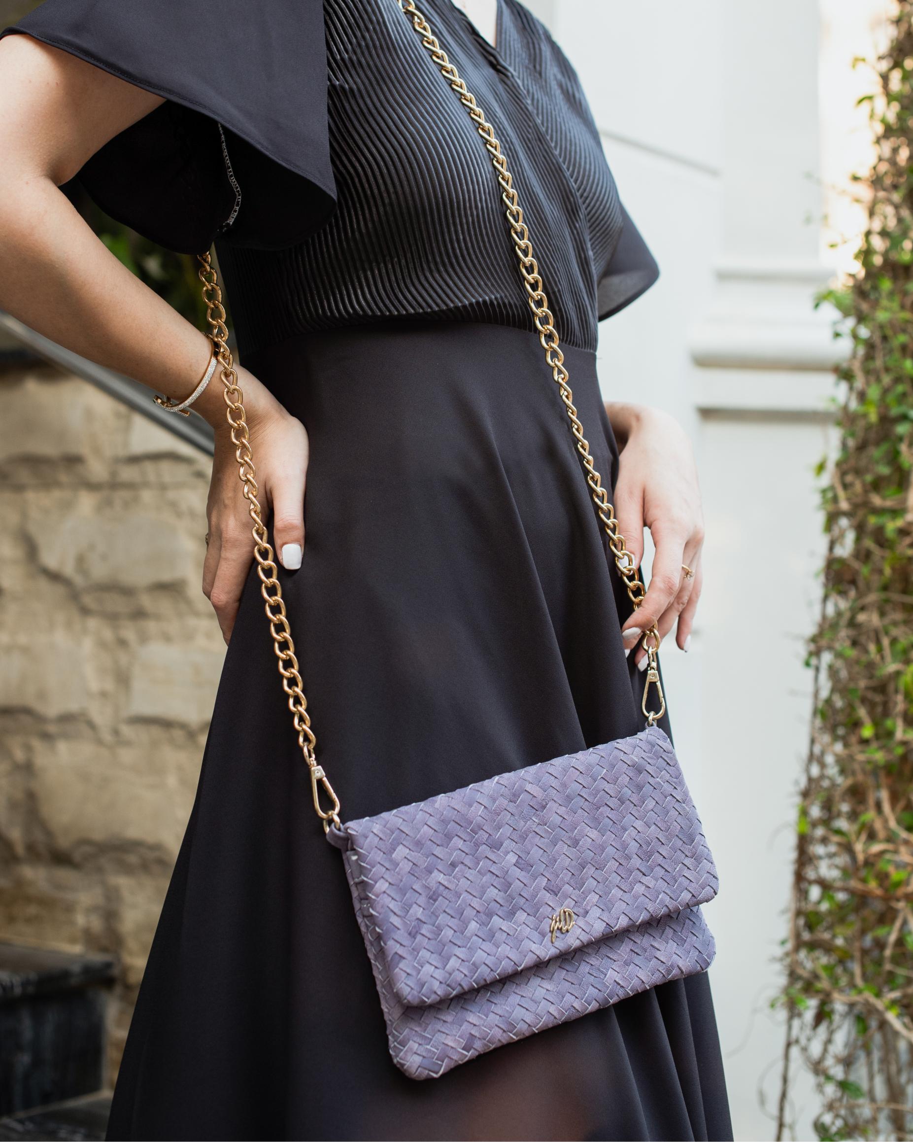 Woven Dreams Fold Over Cross Body Leather Clutch