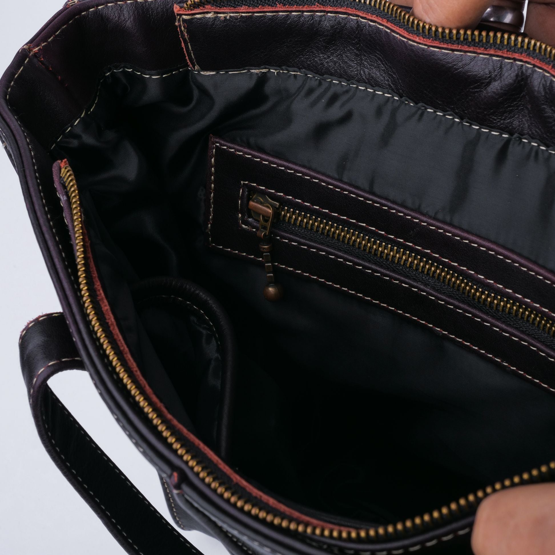 Everyday Women's Leather  Zipper Tote Bag-Black