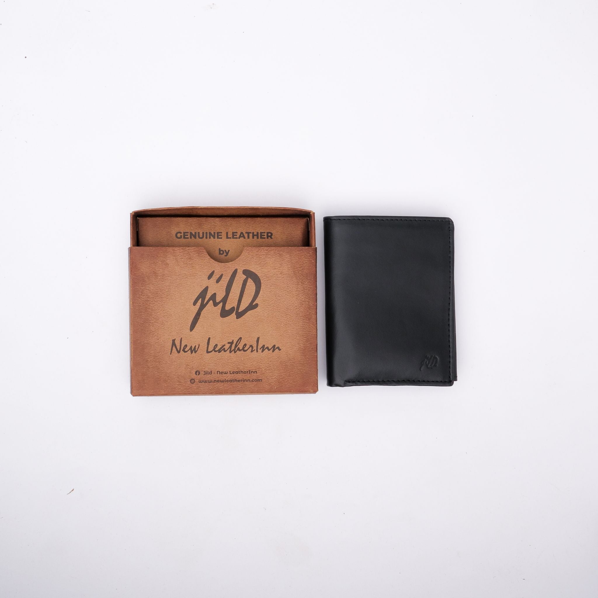 Compact Leather Wallet-Black