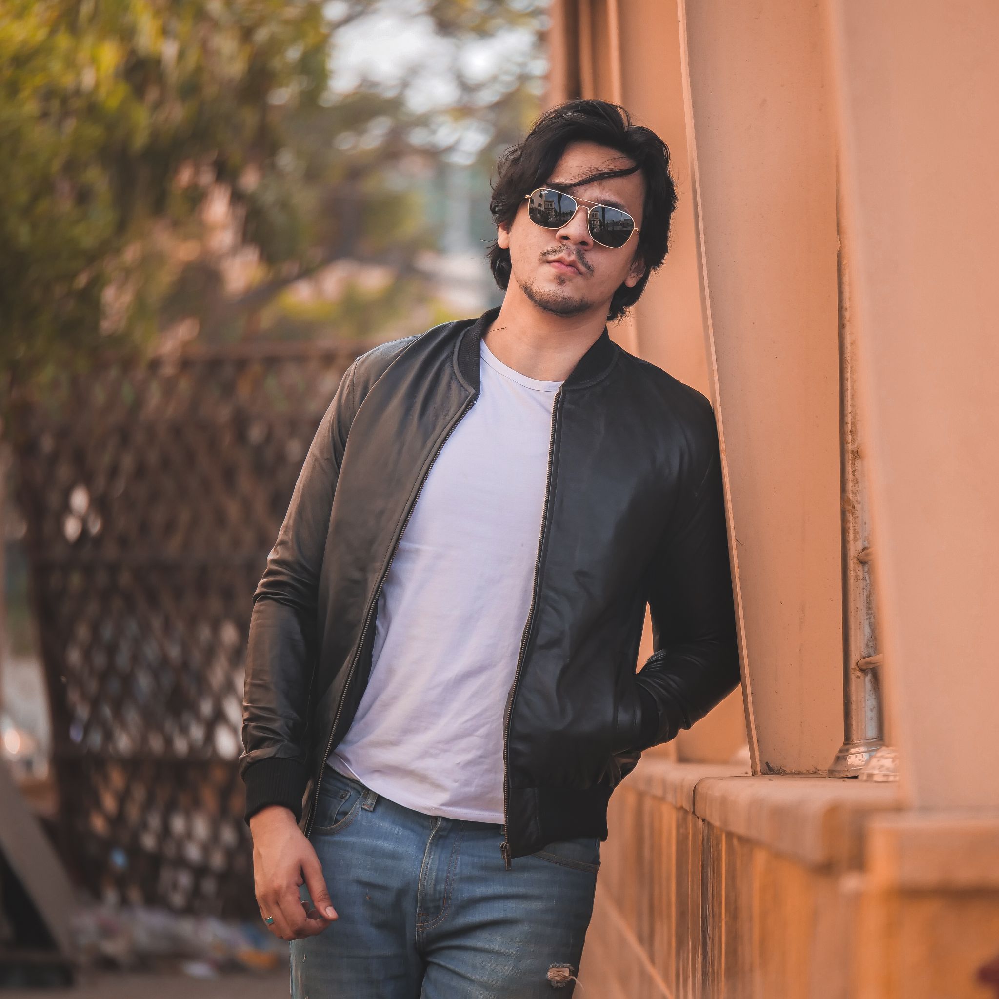 Buy 1 Get 1 Free - Bomber Style Mens Leather Jacket-Black - Azaadi sale