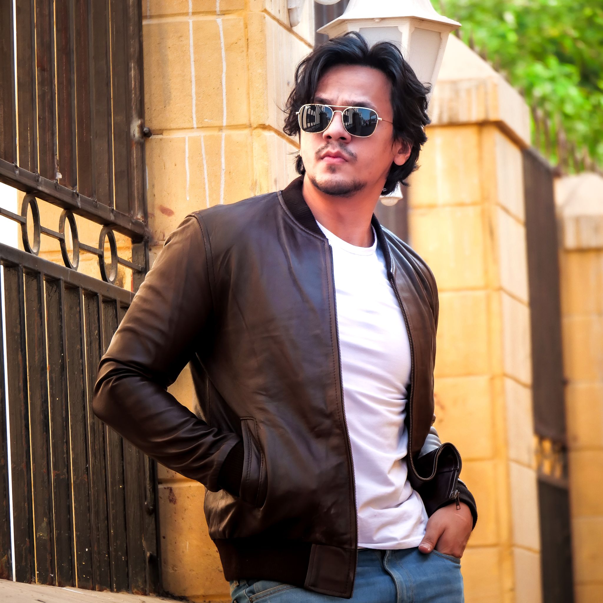 Bomber Style Mens Leather Jacket-Brown – Jild