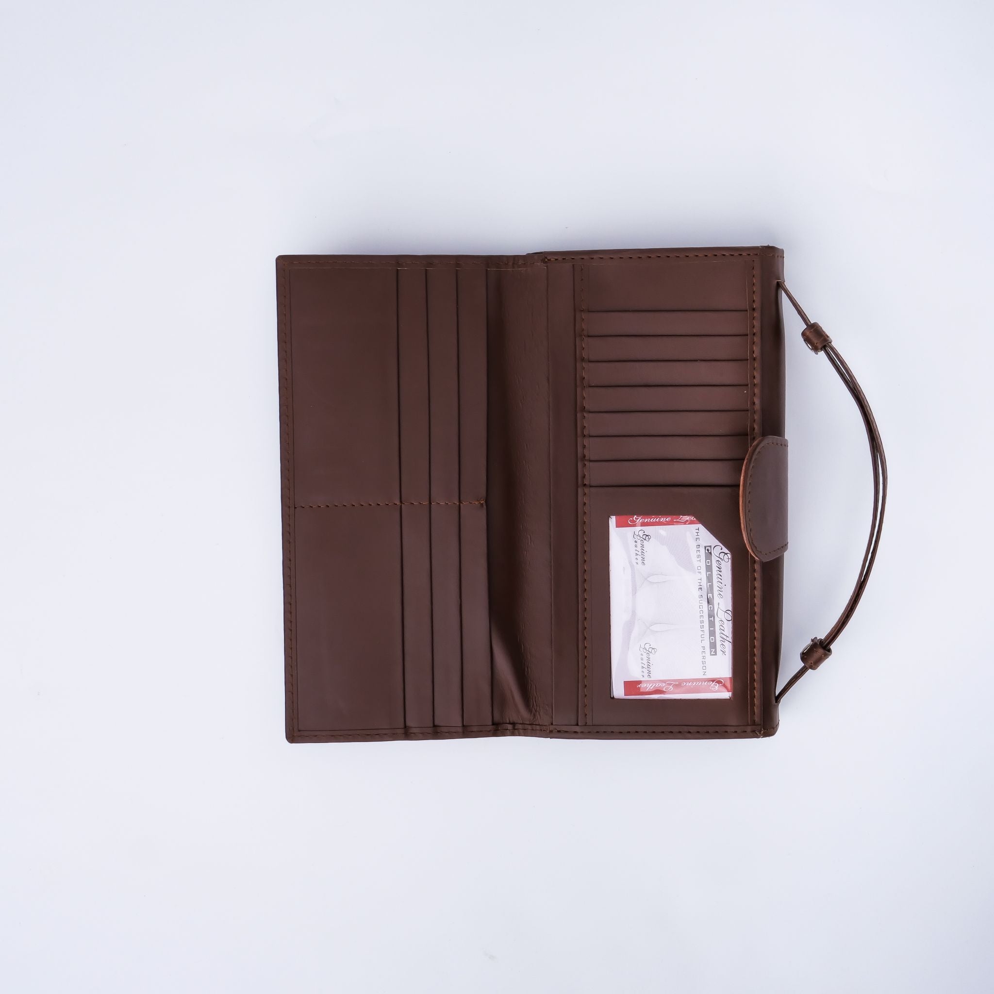 Nova-Womens Handle Leather Clutch Wallet-Brown