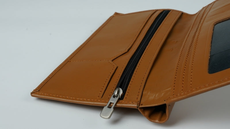 Multi Purpose Leather Long Wallet-CAMEL