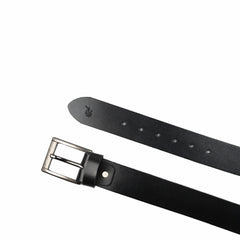 Mens Jet Black Minimal Laminated Leather Belt