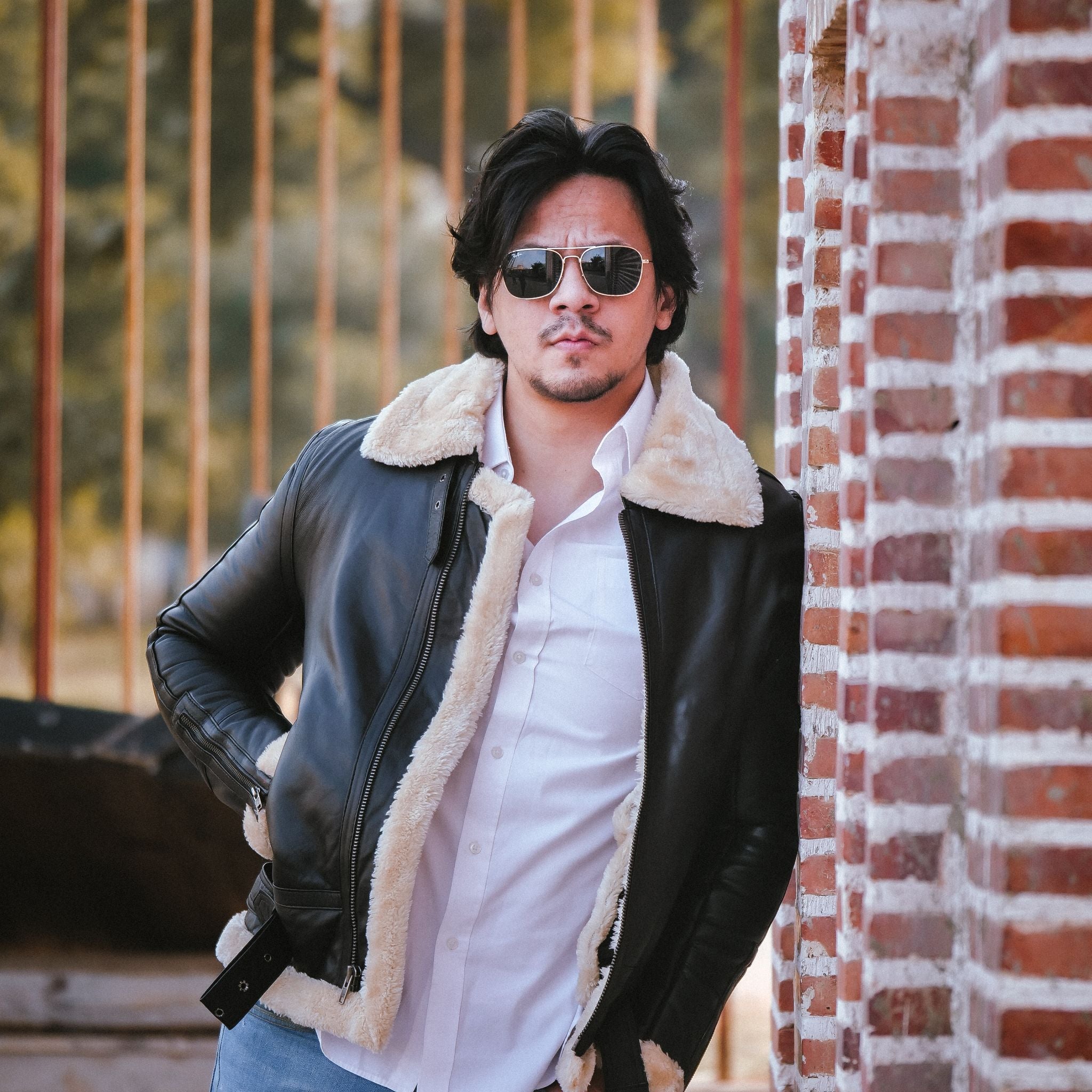 Premium Shearling Fur Leather Jacket-Black – Jild